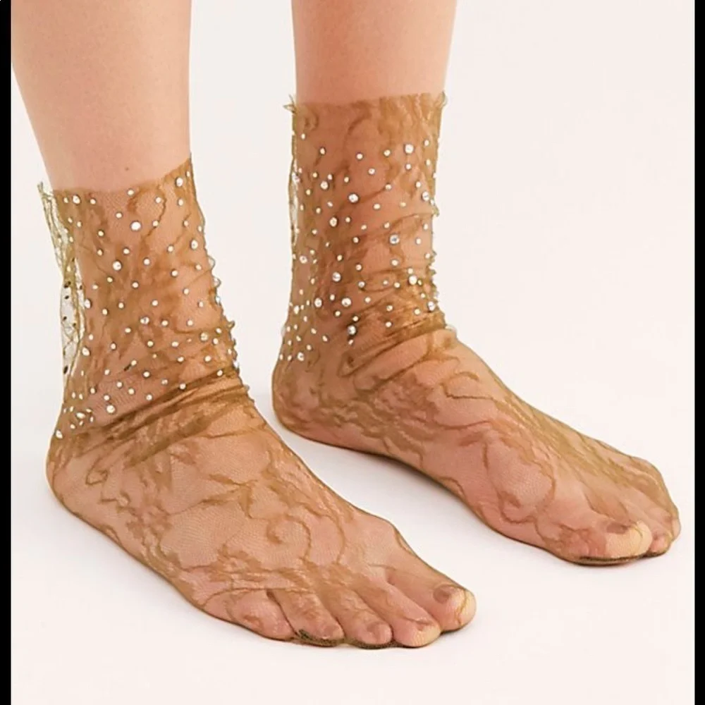 - Free people high heel jungle olive green stone socks